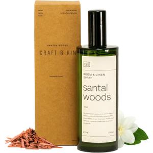 Craft & Kin Santal Woods Room Spray for Bedding, 6.76 oz, Pillow Spray, Long-Lasting Room Freshener, Soothing Aroma Mist for Home & Washroom