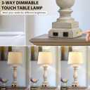 28" Tall Farmhouse Table Lamps with USB C+A Ports and AC Outlet, 3 Way Touch Control Rustic Bedside Lamps for Bedroom, Beige Vintage Nightstand Lamps for Living Room Office
