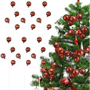 6 Pcs Christmas Ball Ornament 11.8 Inch Christmas Tree Ball Picks Decor Xmas Tree Topper for Xmas Vase Wreath Stairs Garland Decoration Supplies(Light Brown)