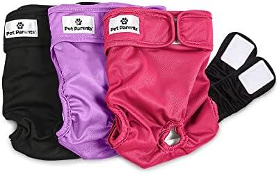 Pet Parents® Washable Dog Diapers (3pack) + Extendrs® of Durable Doggie Diapers, Premium Dog Diapers Female (Small, Princess)