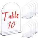 Juexica 10 Packs 5x7 Inch Clear Acrylic Arch Sign - Blank DIY Table Numbers with Stand for Weddings, Office Parties & Menus