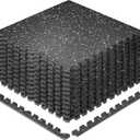 SUPERJARE 0.79'' Extra-Thick 12 Pcs 48 Sq Ft Exercise Equipment Mats | Rubber Top Floor Tiles with High Density EVA Foam, Interlocking Gym Flooring for Home Gym, Workout Mat, Black/Grey