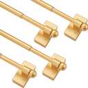 Magnetic Curtain Rods Multi-Use Adjustable Appliance Metal Doors Magnetic Rods, 9-16 Inch, 1/2 Inch Diameter, 4 Pack,Gold
