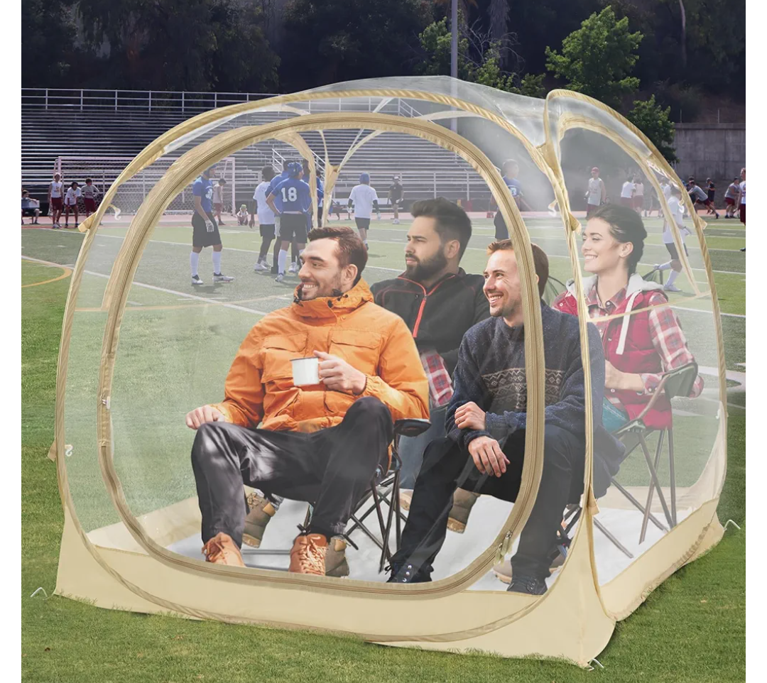 EighteenTek Pod All Weather Sports Tent with Sealed Floor - Instant Tent Shelter - Outdoor Bubble Tent - Rain Tent Camping Sun Shelter Pop Up Clear, Patent Pending for Sports Events Fishing Cheering