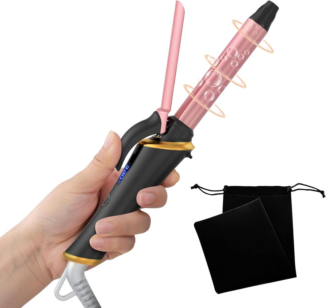 Ukliss Mini Curling Iron, Heats in 30s for Natural Waves & Loose Curls, Dual Voltage Travel Curling Iron with 5 Temp & Anti-Scald Guard, Perfect for Short to Medium Hair (Black, 3/4 Inch)