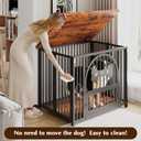 HavenlyYouth Dog Crate Furniture, No Assembly Heavy Duty Dog Kennel Indoor for Medium Dogs, Double-Door Dog Cage with Lock, Dog Crates Use as Side End Table, Rustic Brown