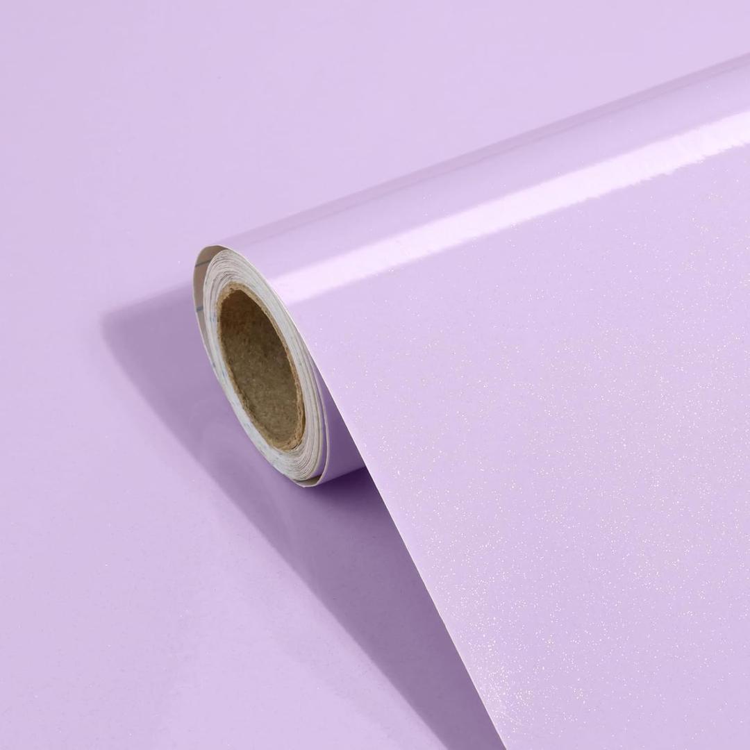 Light Purple Contact Paper 15.7"x196" Glossy Lavender Purple Peel and Stick Wallpaper for Kitchen Countertop/Cabinet Self Adhesive Waterproof Wall Paper Removable Decorative Vinyl