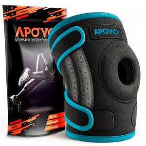 APOYO Knee Brace for Women & Men - Knee Compression Sleeve For Pain Relief, Meniscus Tear, ACL, Arthritis, Joint Pain Relief, with Patella Gel Pad & Side Stabilizers (Medium) Blue