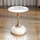 Metal Round End Table,Modern Pedestal Table,Corner Drink Tables,Accent Side Table Nightstand for Living Room,Patio and bar (White-Gold)