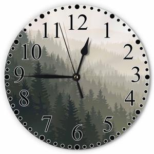 Nature Tree Fog Valley Spruce Scene Wall Clock Mist Mystery Dusk Mountain Landscape Clock 10 Inch Silent Non-Ticking Clocks Battery Operated for Home Living Laundry Room Kitchen Bedroom Office