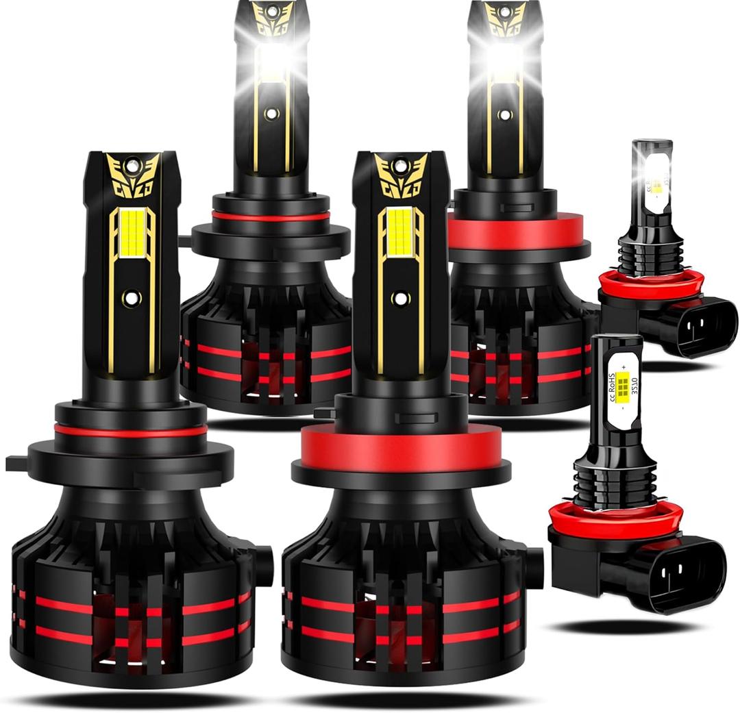 Fit for Toyota Camry 2007-2018 Driving Light Bulbs Combo, 6500K White 800% Enhanced Visibility With 12000RPM Turbo Fan, Direct Installation, 6-Pack Lighting Bundle