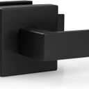 Estmoon 1 Pack Passage Door Handle Matte Black Door Lever, Interior Door Knob Square Heavy Duty Non-Locking Handlesets Hall Closet Handle, Reversible for Right & Left Sided Doors