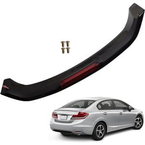 munirater Rear Trunk Spoiler Wing with Brake Light Lamp Glossy Black Replacement for Civic 2013-2015