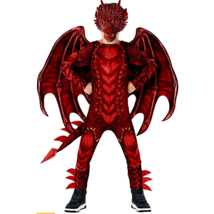 Morph Red Dragon Costume for Kids, Boys Halloween Dragon Costume with Wings, Fun Dress-Up for Parties and Events, M
