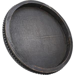 Round Wooden Serving Tray with Beads, Circle Vintage Black Wood Coffe Table Tray for Dining Room Table Centerpiece, Kitchen Counter (13")
