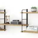 Wall Mounted Floating Shelves, Rustic Wall Decor Wood Shelves for Bedroom, Living Room, Bathroom and Kitchen Storage, Easy Installation (5, Wooden)