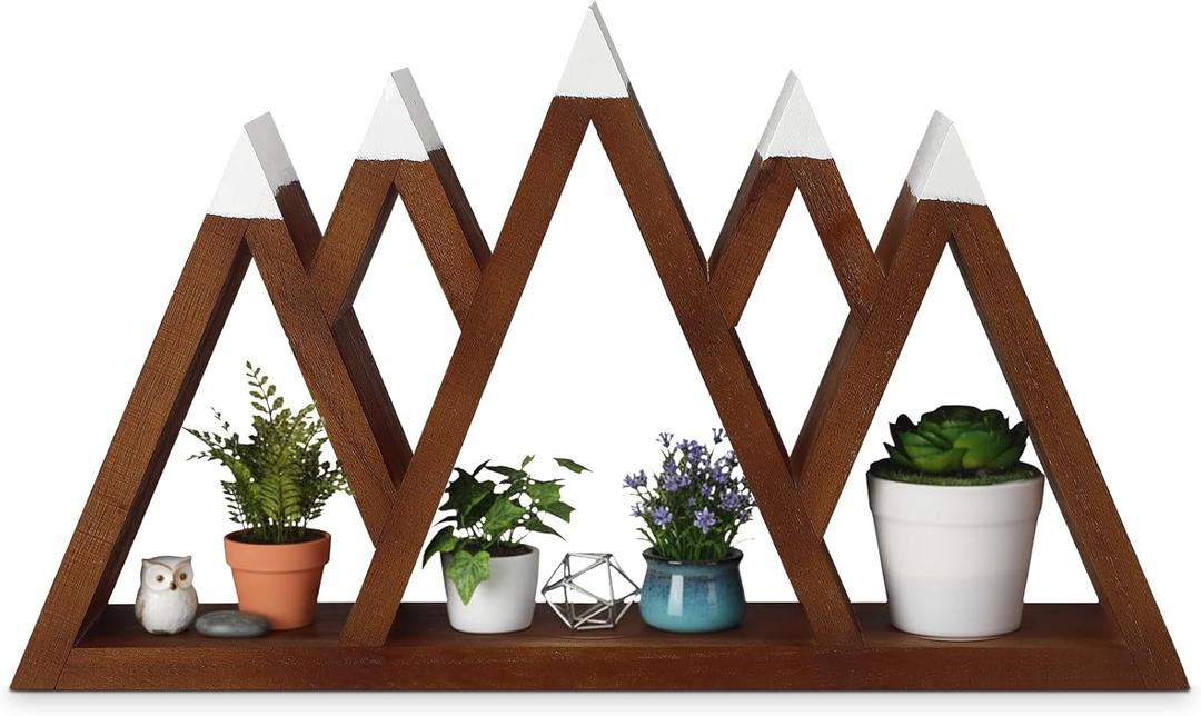 AceOrbit Snow Mountain Woodland Nursery Shelf Woodland Wall Shelf Nursery Floating Decor Wall Wood Display Storage Rustic Mountain Hanging Floating Decorative for Bedroom Office Decor