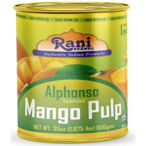 Rani Mango Pulp Puree (Makes Mango Lassi Shakes) Alphonso Sweetened 30oz (1.875lbs) 850g ~ Kosher | All Natural | NON-GMO | Vegan | No colors | Gluten Friendly | Indian Origin (1.875 Pound (Pack of 1))