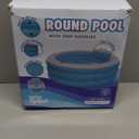 Inflatable Round Swimming Pool with Blow Up Padded Floor, Cup Holder, Handles and Drain - 60"x22" Deep Round Large Kiddie Pool Perfect for Adults and Kids Ages 4 5 6 7 8+