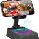 Cell Phone Stand with Wireless Bluetooth Speaker, Colorful LED Lights, Gifts for Men Women, Anti-Slip Base HD Surround Sound, Rechargeable (3000mAh), for Teens, Men, Women for Christmas (Jet Black)