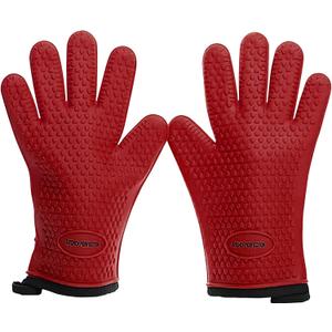 KITCHEN PERFECTION Silicone Smoker Oven Gloves - Extreme Heat Resistant BBQ Gloves - Handle Hot Food Right on Your Smoker Grill Fryer Pit | Waterproof Oven Mitts | Superior Value Set + 3 Bonuses