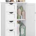 VASAGLE Storage Cabinet with Drawers, Freestanding Floor Cabinet with Door, 11.8 x 21.7 x 32.3 Inches, Adjustable Shelf, for Bathroom, Living Room, Kitchen, Cloud White ULHC041WH01S