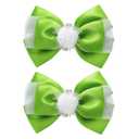 2PC Green Fairy Hair Bow Clips for Girls Women 4 Inch Toddler Princess Accessories