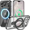 Magnetic for iPhone 17 Pro Max Case with Invisible Stand[Compatible with MagSafe][Full Camera Lens Protector][Military Drop Protection] Shockproof Not Yellowing Clear Slim Soft for Women Men (Black)