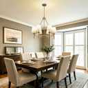 25.2" Gold Chandelier for Dining Room, 6-Light Antique Modern Chandelier Light Fixture with White Fabric Shade, Farmhouse Chandeliers Ceiling Light Fixture for Kitchen Bedroom Entryway Foyer