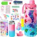 Decorate Your Own Water Bottle Kits for Girls,Stainless Steel Mermaid Water Bottle Girls,Arts and Crafts Ages 4-6-8-10,Gem Art Mermaid Toys Gifts Birthday Christmas Stocking Stuffers (Mermaid)