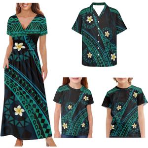 Matching Hawaiian Outfits for Couples,Polynesian Dress & Man Shirt Matching Couples Outfits Family Matching Outfits (XL)