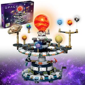 Spinning Solar System Space Building Kit,Compatible with Lego Space with 9 Planets Rotatable & Rocket Sets STEM Educational Space Toy Solar System for Kids for Boys Girls 6-14 and Adults(964 Pcs)