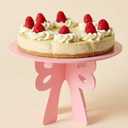 Lallisa Bow Cake Stand Pink Coquette Party Decorations 3D PVC Dessert Holder for Baby Shower Wedding Decor Holiday Props Theme Gift Birthday Bachelorette Bridal Party Supplies