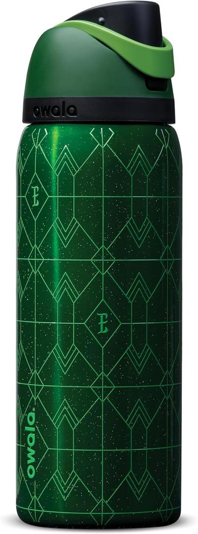 Owala Wicked FreeSip Insulated Stainless Steel Water Bottle with Straw for Sports and Travel, BPAFree Sports Water Bottle, 32 oz, Elphaba (Green)