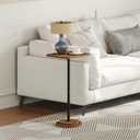 HOOBRO Drink Table, Small Square Side Table, Coffee Martini Table with Pedestal, Accent Nightstand for Small Spaces in Living Room, Bedroom, Sofa Couch, Corner, Rustic Brown BF171BZ01