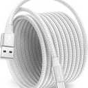 Extra Long USB Type C Cable USB-A 2.0 to USB-C Charger Cable, Premium Nylon Charging Cord - White