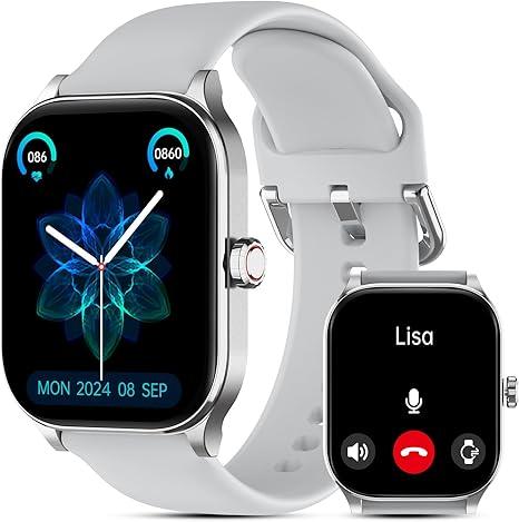 Smart Watch for Women Men(Answer/Make Call), Smartwatches with Heart Rate/SpO2/Sleep/Stress Monitor, IP68 Waterproof Activity Tracker for Android iPhone, 100+ Sports Fitness Watches (Gray, 1.85")