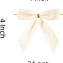 Meseey Velvet Ribbon Twist Tie Bows, 4 Inches, 24 Pieces, for Treat Bags, Gift Wrapping, Crafts (Ivory)