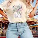 Magic Castle Shirt for Women Cute Magic Kingdom Graphic Print Holiday Vacation Weekend Tee Tops (Yellow, S)