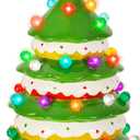 Ceramic Christmas Tree, 12" Macaroon Donut Tabletop Christmas Tree with Multicolored Lights Decorative Christmas Tree for Holiday Xmas Indoor Decorations