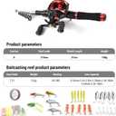 Lixada Fishing Rod and Reel Combo with Fishing Lures for Adult, 6.89ft/2.1m Telescopic Fishing Rod with Baitcasting Reel 18+1BB Right/Left Hand Portable Fishing Kits Complete for Fishing Trip