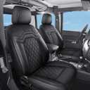 Huidasource 2007-2017 Wrangler JK 4 Door Seat Covers Full Set, Custom Fit Wrangler Unlimited Rubicon Sahara Sport Leather High Altitude Willys Seat Cover for Jeep JK (Full Set/Black)
