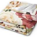 Roses Watercolor Floral Bed Blanket Ultra Soft Throw Blanket All Season Warm Light Weight Cozy Plush Blankets for Home Bedroom Sofa Chair Travel, 60"X80"