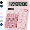 Office Desk Calculator, Cute Calculator for Kids, Basic Calculators Desktop, Dual Power Simple Financial Calculator with Big Button Large Display for Office Home and School (Pink)