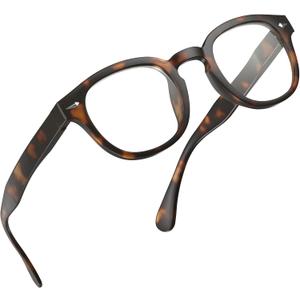grinderPUNCH Classic Reading Glasses for Women and Men Stylish Lightweight Readers Round Readers for Women and Men (Tortoise, 1, x)