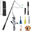 Flirt Pole for Dogs, Interactive Toys Tug-of-war for Dogs, Five-Section Retractable Adjustable Length,for Outdoor Exercise & Training for Small Medium Large Dog