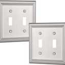 DEWENWILS Double Toggle Wallplates, Brushed Nickel Light Switch Covers, Heavy Duty Matel Material, Pack of 2