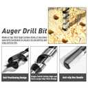 6Pcs 12-Inch Long Auger Drill Bit Set for Wood, 1/4"-7/8" Inch Hex Shank Ship Auger Drill Bit for Soft and Hard Wood, Plastic, Drywall and Composite Materials