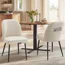 VASAGLE EKHO Collection - Dining Chairs Set of 2, Upholstered Kitchen Chairs, Comfortable Seat, Synthetic Leather with Stitching, Mid-Century Modern, Easy Assembly, with Storage Pocket, Cream White