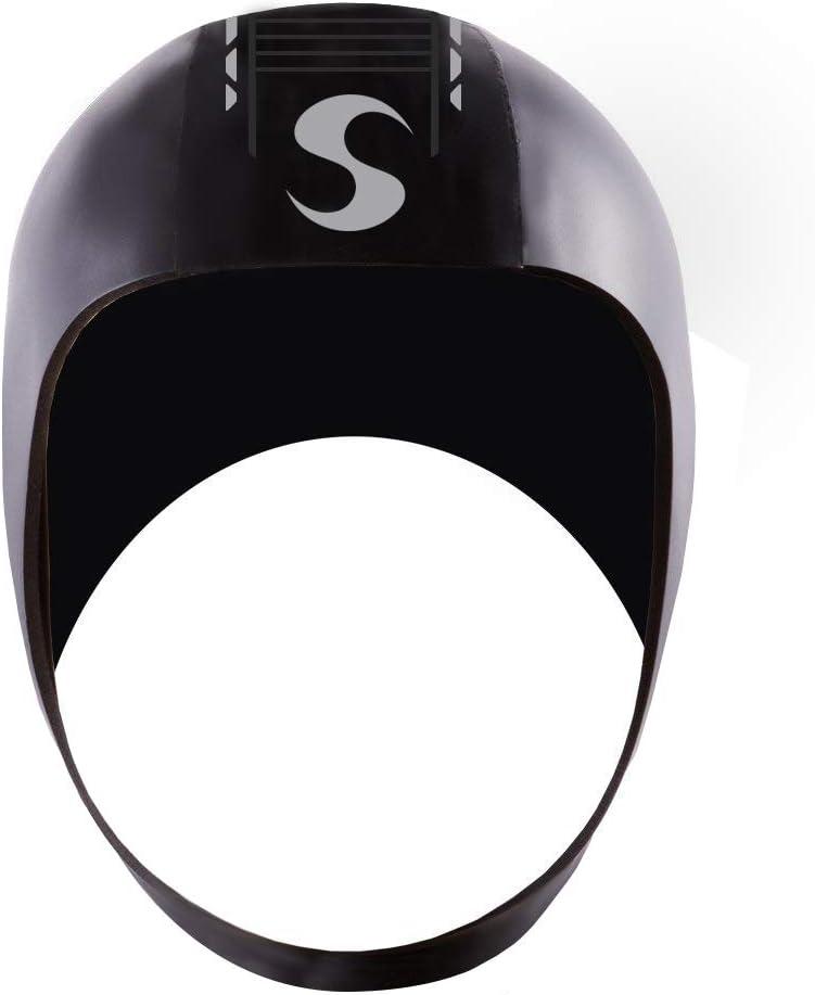 Synergy Swim Cap - Neoprene Smoothskin Swim Hood (Black)